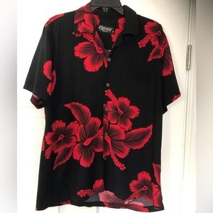 Men's Favant Black and Red Floral Shirt. Medium